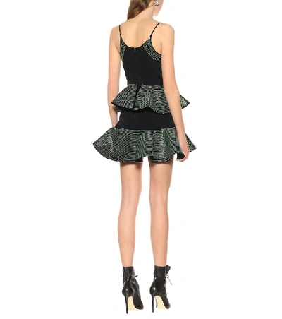 Shop David Koma Cady And Patent Leather Minidress In Black