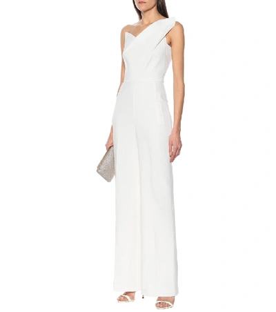 Shop Roland Mouret Platano One-shoulder Wool Jumpsuit In White