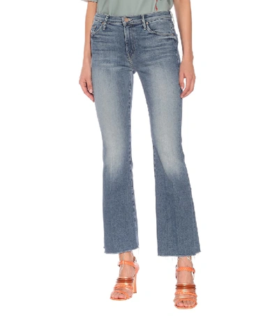Mother The Weekender Fray High-rise Flared Jeans In Blue