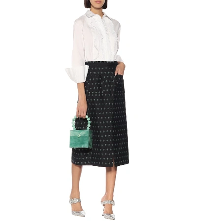 Shop Alexa Chung Jacquard Wool-blend Skirt In Black