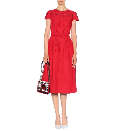 Shop Fendi Cotton Taffeta Dress In Red