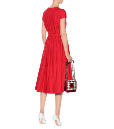 Shop Fendi Cotton Taffeta Dress In Red