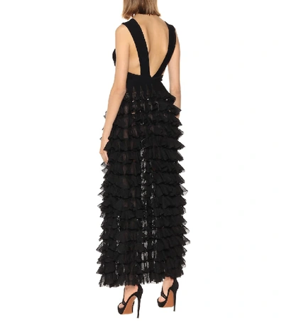 Shop Alaïa Ruffled Maxi Dress In Black