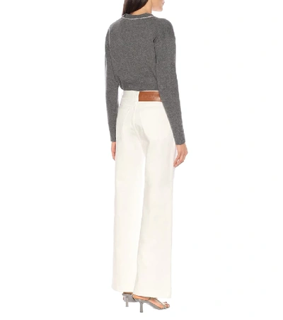 Shop Loewe High-rise Wide-leg Jeans In White