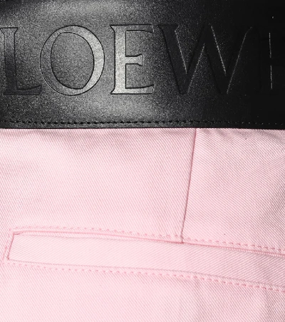 Shop Loewe High-rise Wide-leg Cotton Pants In Pink