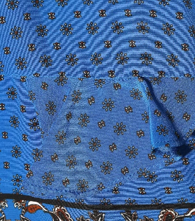 Shop Ganni Sandwashed Silk Smocked Minidress In Blue