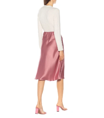 Shop Nanushka Zarina Satin Midi Skirt In Pink