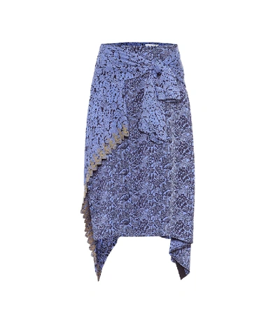 Shop Chloé Asymmetric Jacquard Skirt In Blue