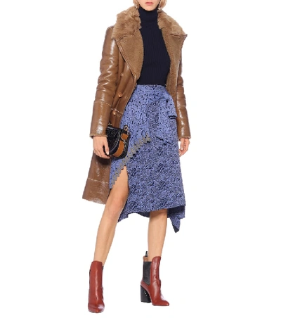 Shop Chloé Asymmetric Jacquard Skirt In Blue