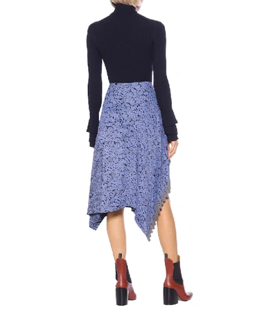 Shop Chloé Asymmetric Jacquard Skirt In Blue