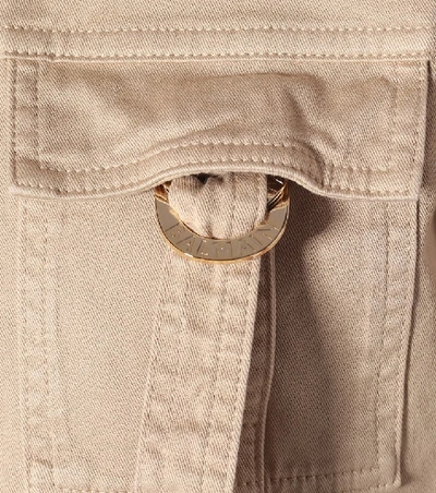 Shop Balmain Cropped Stretch-cotton Shirt In Beige