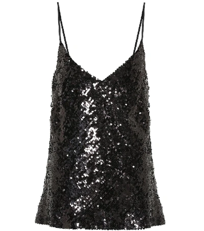 Shop Galvan Moonlight Sequined Tank Top In Black