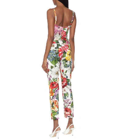 Shop Dolce & Gabbana Floral Stretch-cotton Straight Pants In Multicoloured