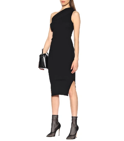 Shop Rick Owens Stretch Jersey One-shoulder Dress In Black