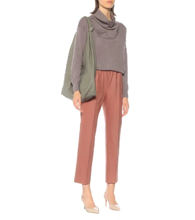 Shop Agnona Wool And Cashmere-blend Pants In Pink