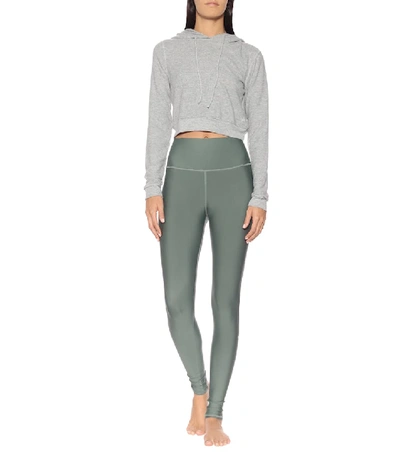 Shop Alo Yoga Getaway Cropped Hoodie In Grey