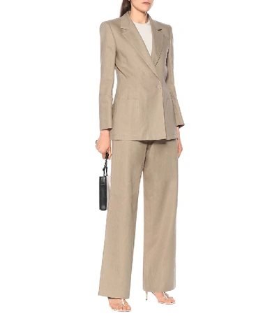 Shop Agnona Linen And Cotton Blazer In Beige