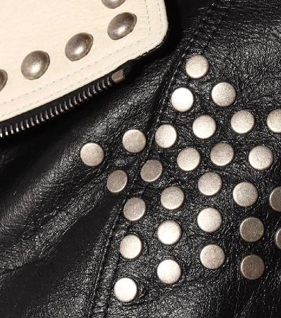 Shop Saint Laurent Studded Leather Biker Jacket In Black