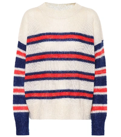 Shop Isabel Marant Étoile Russell Striped Mohair-blend Sweater In White