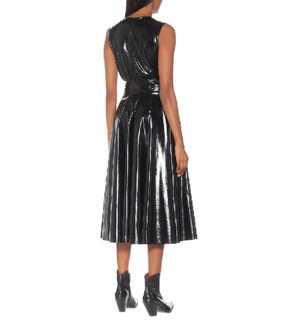 Shop Msgm Faux Leather Midi Dress In Black