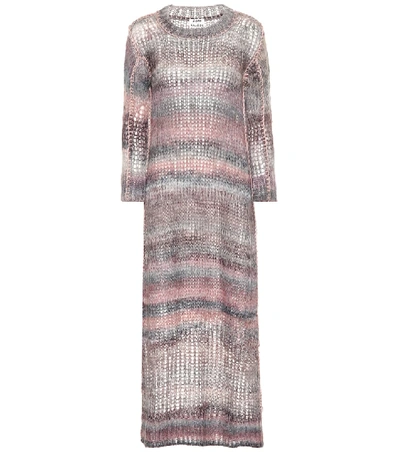 Shop Acne Studios Mohair And Alpaca-blend Dress In Multicoloured