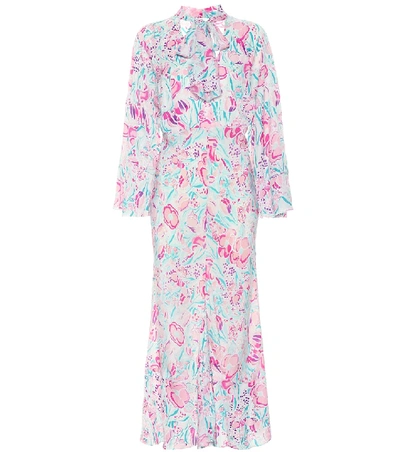 Shop Rixo London Amel Floral Silk Dress In Multicoloured