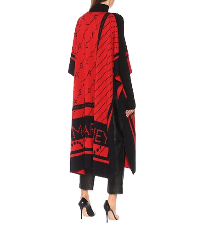 Shop Stella Mccartney Stella Logo Stretch-wool Poncho In Red