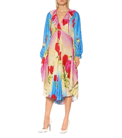 Shop Vetements Floral Pleated Midi Dress In Multicoloured