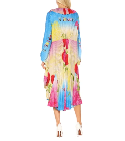 Shop Vetements Floral Pleated Midi Dress In Multicoloured