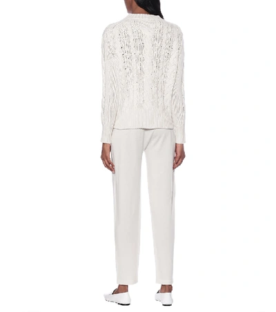 Shop Agnona Cable-knit Cashmere Sweater In White