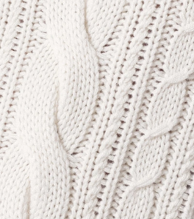 Shop Agnona Cable-knit Cashmere Sweater In White