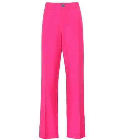 Shop Loewe High-rise Wool Pants In Pink