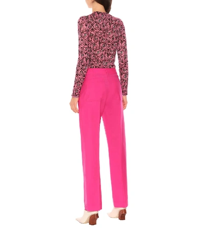 Shop Loewe High-rise Wool Pants In Pink