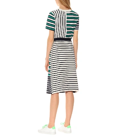 Shop Tory Sport Striped Knit Skirt In Green