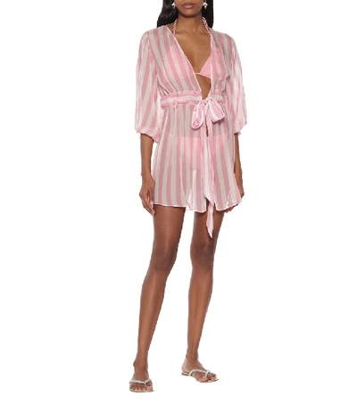 Shop Alexandra Miro Mini Belinda Gown Silk Kaftan In Pink