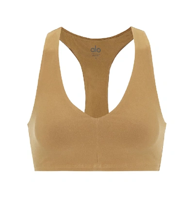 Shop Alo Yoga Alosoft Base Bra In Brown