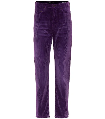Shop Saint Laurent Slim Corduroy Pants In Purple