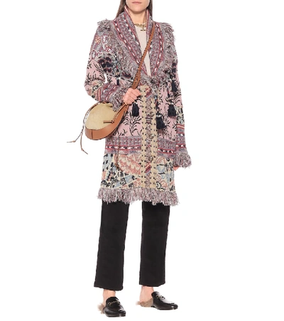 Shop Etro Linen-blend Jacquard Cardigan In Multicoloured