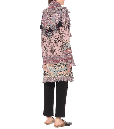 Shop Etro Linen-blend Jacquard Cardigan In Multicoloured