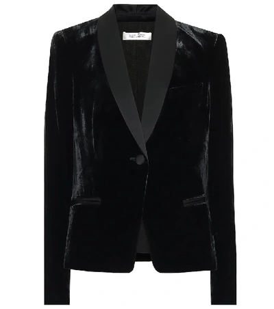 Shop Diane Von Furstenberg Hermia Velvet And Satin Blazer In Black