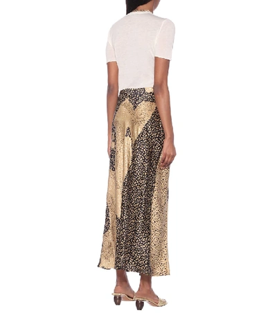 Shop Rixo London Parker Leopard-print Silk Midi Skirt In Brown