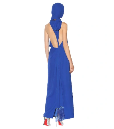 Shop Versace Silk-blend Crêpe Gown In Blue