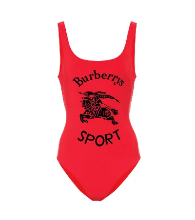 Shop Burberry One-piece Swimsuit In Red