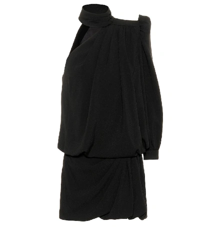 Shop Saint Laurent One-shoulder Crêpe Minidress In Black