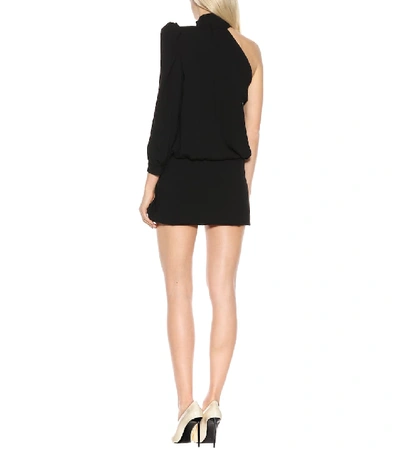 Shop Saint Laurent One-shoulder Crêpe Minidress In Black
