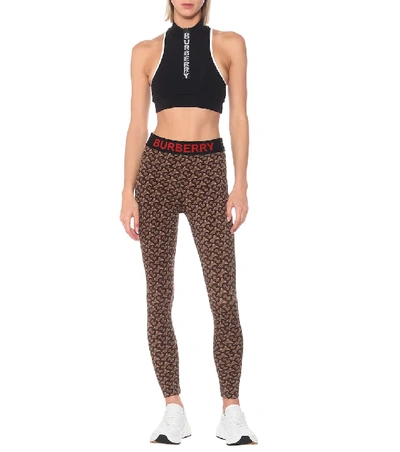 Shop Burberry Monogram Stretch-jersey Leggings In Brown