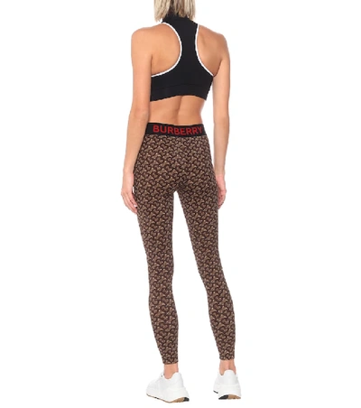 Shop Burberry Monogram Stretch-jersey Leggings In Brown