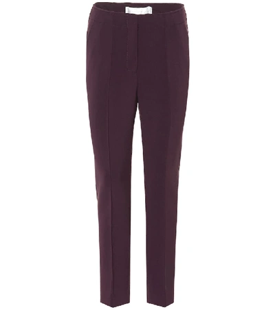 Shop Victoria Victoria Beckham Wool-blend Straight-leg Pants In Purple