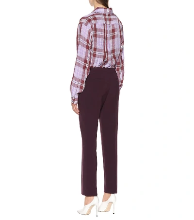 Shop Victoria Victoria Beckham Wool-blend Straight-leg Pants In Purple