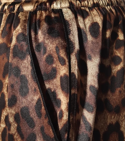 Dolce & Gabbana Leopard Print Wide Leg Stretch Silk Satin Pajama Pants In Leo New